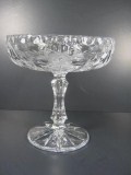 Lead Crystal Etched Stemmed Footed Candy Dish